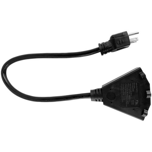Pro Block 2 Grounded 3-Outlet Outdoor Extension Cord, 2-Feet, Black
