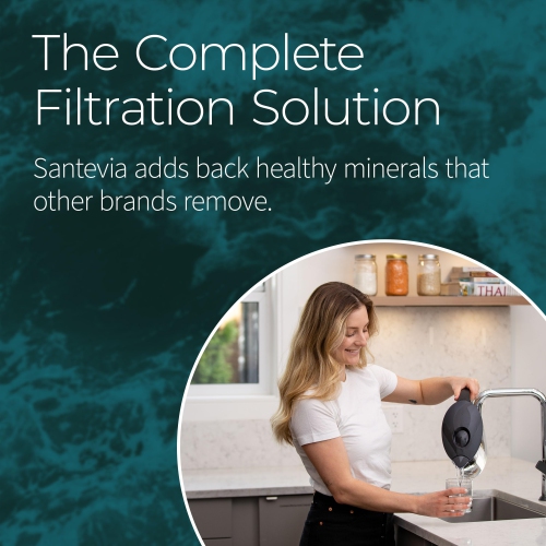 Santevia MINA Alkaline Water Filter Pitcher | Water Filtration System | Fluoride,Chlorine & Lead Filter | Water Purifier | Home Water Filtration
