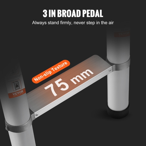 Échelle télescopique de 15 pi VEVOR, échelle extensible repliable à une touche en aluminium, capacité de 400 LB avec pieds antidérapants, échelle