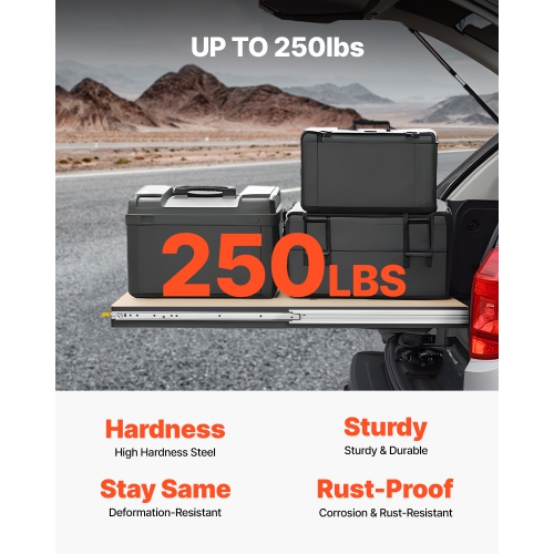 VEVOR 1 Pair Full Extension Drawer Slides 16 18 20 24 30 35 38 59 32 36 40 48 60 in, 250 lbs Load Locking Drawer Slides, Ball Bearing with Lock Side