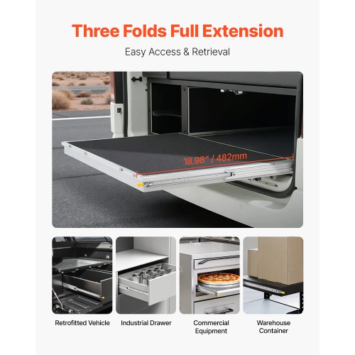 VEVOR 1 Pair Full Extension Drawer Slides 16 18 20 24 30 35 38 59 32 36 40 48 60 in, 250 lbs Load Locking Drawer Slides, Ball Bearing with Lock Side