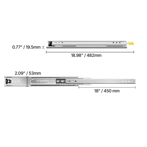 VEVOR 1 Pair Full Extension Drawer Slides 16 18 20 24 30 35 38 59 32 36 40 48 60 in, 250 lbs Load Locking Drawer Slides, Ball Bearing with Lock Side
