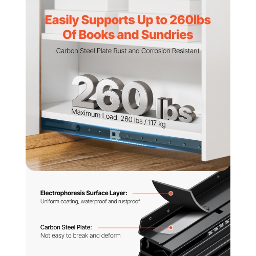 VEVOR 32 inch Undermount Drawer Slides, Full Extension Ball Bearing Under Stair Cabinet Rails, 260 LB Load Capacity Heavy Duty Bottom Stair Cabinet