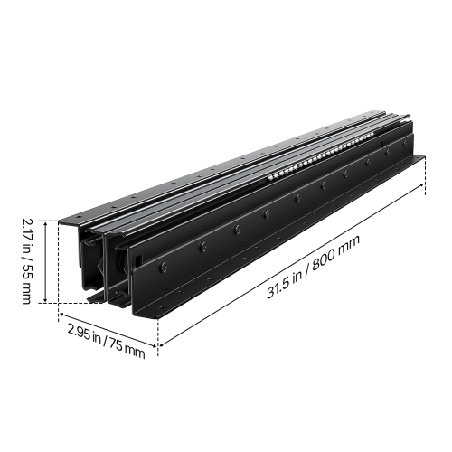 VEVOR 32 inch Undermount Drawer Slides, Full Extension Ball Bearing Under Stair Cabinet Rails, 260 LB Load Capacity Heavy Duty Bottom Stair Cabinet