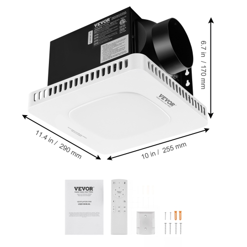 VEVOR 110 CFM Bathroom Exhaust Fan, High-Efficiency Ventilation, 1.5sones Low Noise Operation All-Copper Motor, Energy-Saving Bathroom Ceiling Fan,