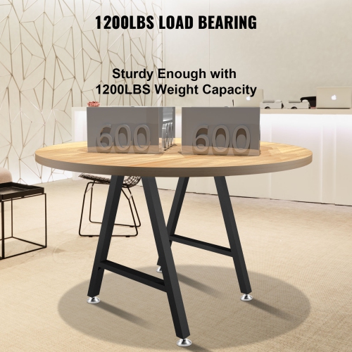 VEVOR 28 x 17.7 inch Metal Table Legs, A-Shaped Desk Legs Set of 2 Heavy Duty Bench Legs with Polyurethane Coating, Furniture Legs with Floor