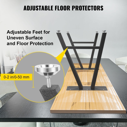 VEVOR 28 x 17.7 inch Metal Table Legs, A-Shaped Desk Legs Set of 2 Heavy Duty Bench Legs with Polyurethane Coating, Furniture Legs with Floor