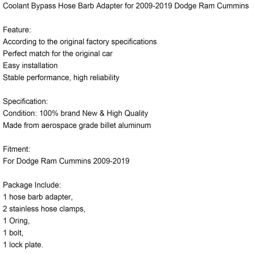 Coolant Bypass Hose Barb Adapter for 2009-2019 Dodge Ram Cummins
