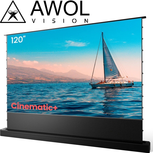AWOL VISION 120" Motorized ALR Floor Rising Projector Screen for UST Projector, Floor Stand Screen for Home Theater, 4K/8K Ultra HD, Active 3D, 95%