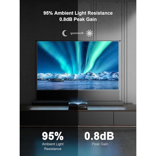 AWOL VISION 120" Motorized ALR Floor Rising Projector Screen for UST Projector, Floor Stand Screen for Home Theater, 4K/8K Ultra HD, Active 3D, 95%