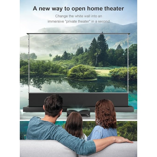 AWOL VISION 120" Motorized ALR Floor Rising Projector Screen for UST Projector, Floor Stand Screen for Home Theater, 4K/8K Ultra HD, Active 3D, 95%