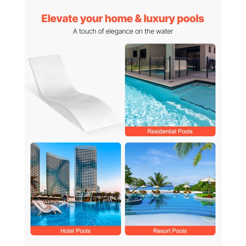 VEVOR In-Pool Lounge Chairs, Set of 2 Chaise Lounger, Inside Pool Lounge Chairs for up to 5" Water Depths, Fixed in Pools & Floating on Water,