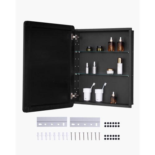 VEVOR 24x30 inch Medicine Cabinet, Medicine Cabinet for Bathroom with Mirror, Aluminum Frame Bathroom Wall Cabinet, 2-layer Adjustable Shelves,