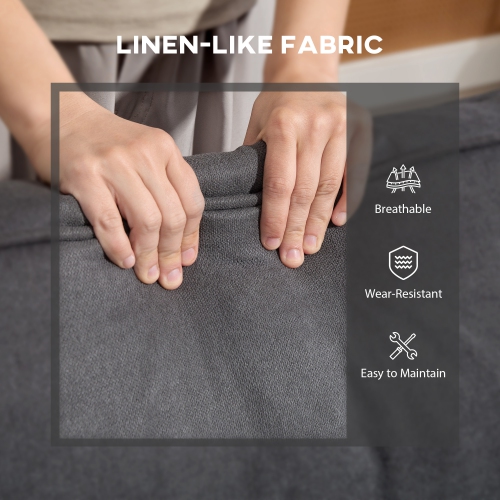 HOMCOM – Causeuse, canapé 2 places moderne en lin avec siège et dossier rembourrés épais, petit canapé rembourré pour le salon, le bureau à domicile,