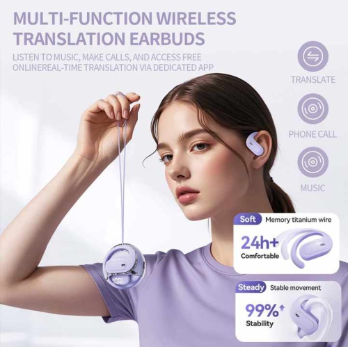 translation headset M112 smart translation open ear hook Bluetooth 3 in 1 wireless Bluetooth translation device multi-language Bluetooth 5.4 version
