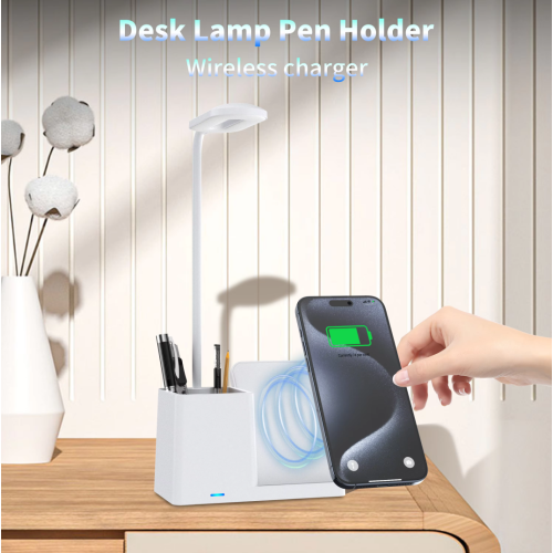 Desk lamp eye protection study multifunctional wireless fast charging, charger with pen holder, suitable for Apple charging 10W night light, LED