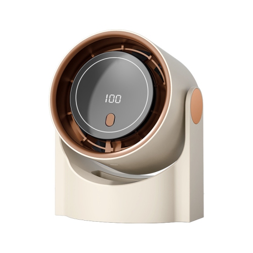 Table fan, rechargeable portable fan with 90° rotating head, LED digital power display and 5-speed wind speed adjustment function, ultra-quiet small