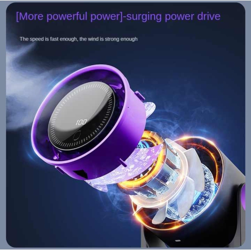 Table fan, rechargeable portable fan with 90° rotating head, LED digital power display and 5-speed wind speed adjustment function, ultra-quiet small