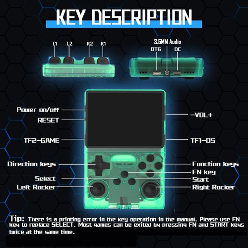 【30000 in 1 R40S PRO Handheld Game Console 3.5 Inch IPS Screen Mini Retro Game Console 3800mAh Portable Pocket Arcade 12+ Mainstream Emulator Green