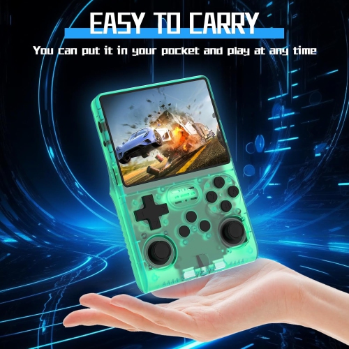 【30000 in 1 R40S PRO Handheld Game Console 3.5 Inch IPS Screen Mini Retro Game Console 3800mAh Portable Pocket Arcade 12+ Mainstream Emulator Green