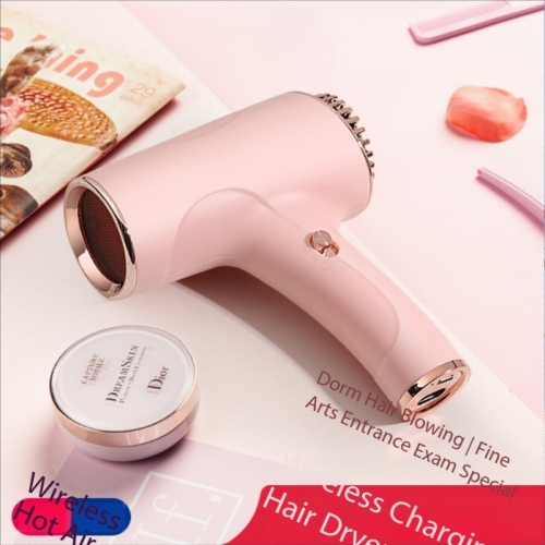 Wireless portable charging home hair salon negative ion quick-drying mini hair dryer USB charging low noise ion white with 2 power supply charging