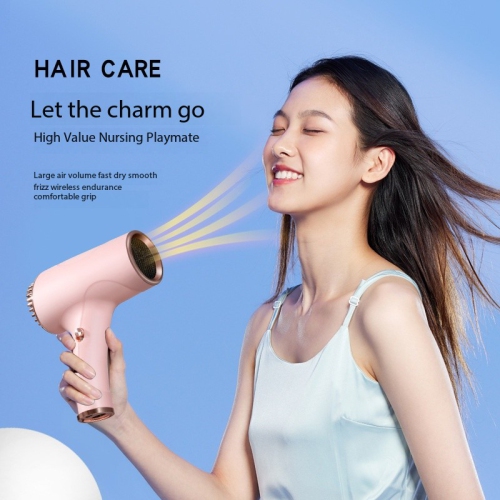 Wireless portable charging home hair salon negative ion quick-drying mini hair dryer USB charging low noise ion white with 2 power supply charging