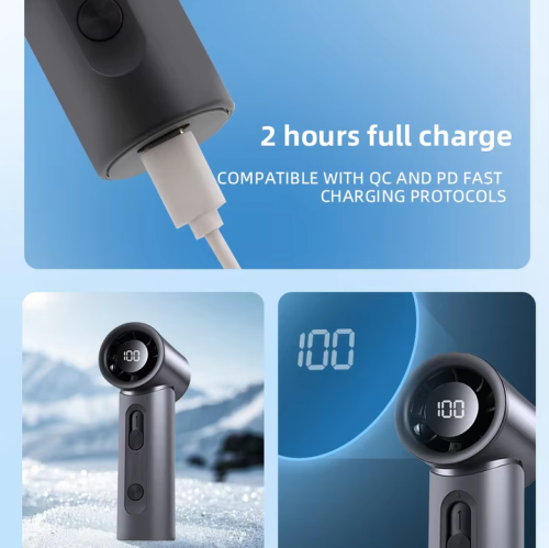 Ultra Light Portable Handheld Fan - Powerful 20000 RPM High Speed USB Rechargeable Personal Mini Fan for Travel Beach Summer Women Kids Gift, Black