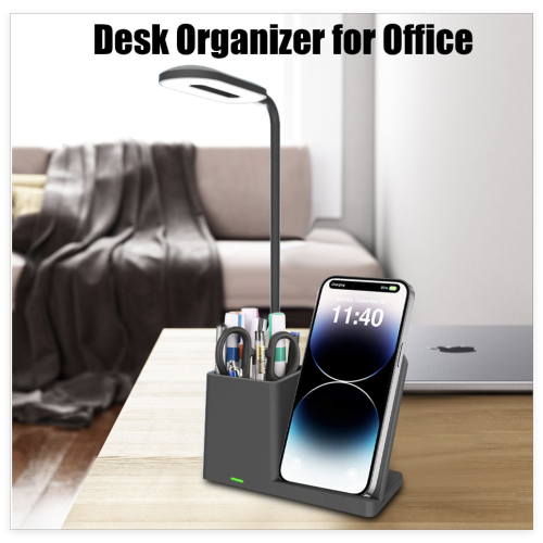 Desk lamp eye protection study multifunctional wireless fast charging, charger with pen holder, suitable for Apple charging 10W night light, LED