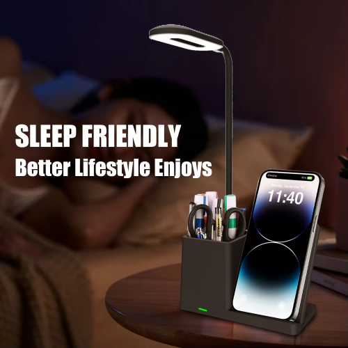 Desk lamp eye protection study multifunctional wireless fast charging, charger with pen holder, suitable for Apple charging 10W night light, LED