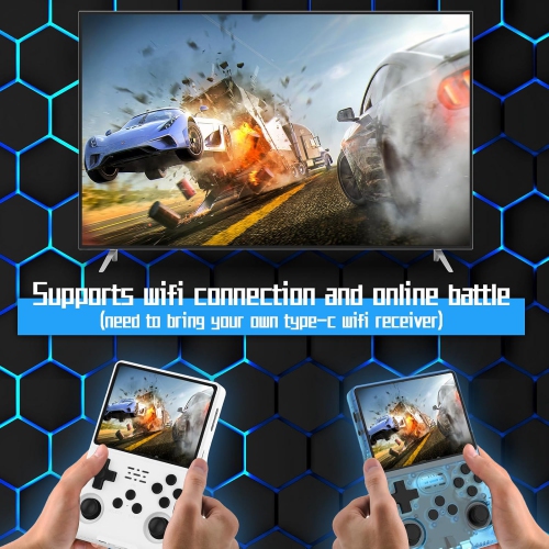 【30000 in 1 R40S PRO Handheld Game Console 3.5 Inch IPS Screen Mini Retro Game Console 3800mAh Portable Pocket Arcade 12+ Mainstream Emulator White