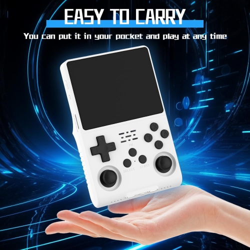 【30000 in 1 R40S PRO Handheld Game Console 3.5 Inch IPS Screen Mini Retro Game Console 3800mAh Portable Pocket Arcade 12+ Mainstream Emulator White