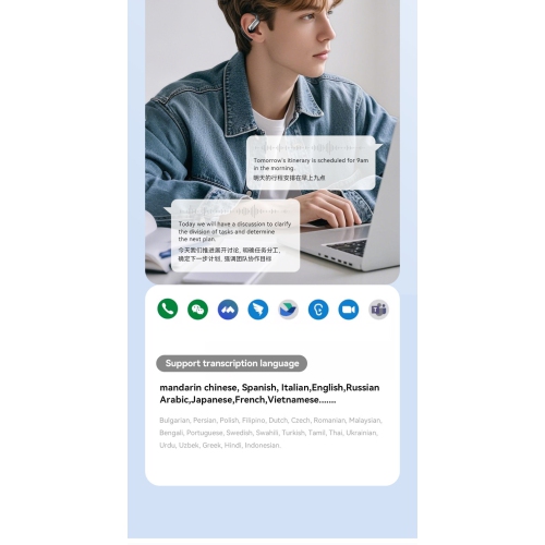 M118AI translation headset, ultra-long battery life, power display, semi-in-ear Bluetooth headset, support 137 language translation, Bluetooth 5.4