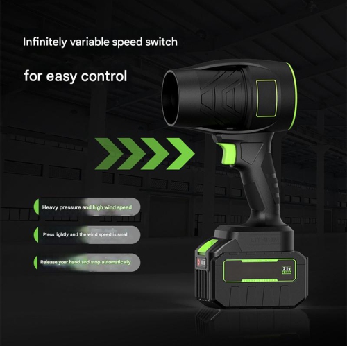 Cordless leaf blower, lightweight handheld turbojet blower, stepless speed adjustment, with 21V battery and charger, storm machine 5 pieces 2