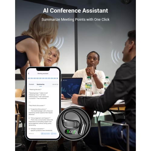 écouteurs de traduction, prise en charge de 137 langues ​​Traduction en ligne, appels clairs HD, Bluetooth 5,4 stéréo bilatéral portable, boîte de