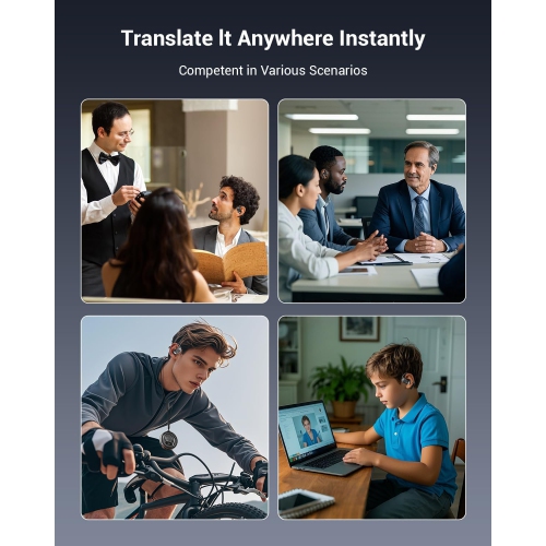 écouteurs de traduction, prise en charge de 137 langues ​​Traduction en ligne, appels clairs HD, Bluetooth 5,4 stéréo bilatéral portable, boîte de
