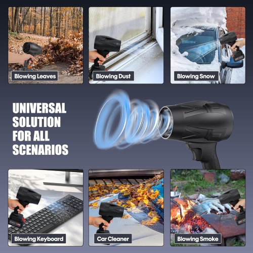 Cordless leaf blower, lightweight handheld turbojet blower, stepless speed adjustment, with 21V battery and charger, storm machine 5 pieces 2