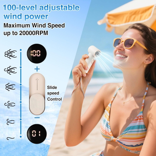 Ultra Light Portable Handheld Fan - Powerful 20000 RPM High Speed ​​USB Rechargeable Personal Mini Fan for Travel Beach Summer Women Kids Gift, Purple