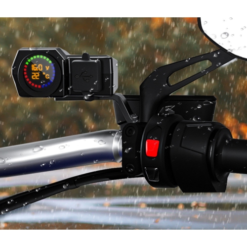 Chargeur de moto un à trois, affichage numérique de la tension et de la température Double chargeur de téléphone mobile USB, chargeur pour l'auto PD