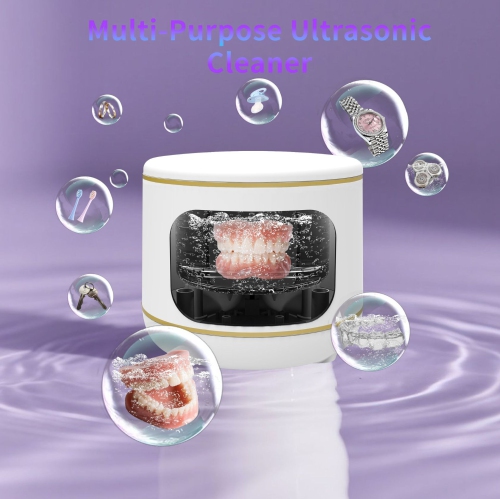 Ultrasonic Retainer Cleaner, 45kHz Ultrasonic Denture Cleaner Machine with UV-Light, Portable Ultrasonic Cleaner for Aligner, Mouthguard