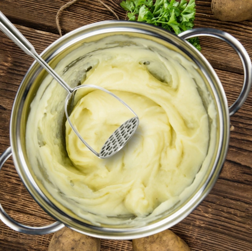 Stainless Steel Potato Masher, Kitchen Potato Masher, Multifunctional Garlic Press for Avocados, Tomatoes, Fruits and Vegetables, Pet Food