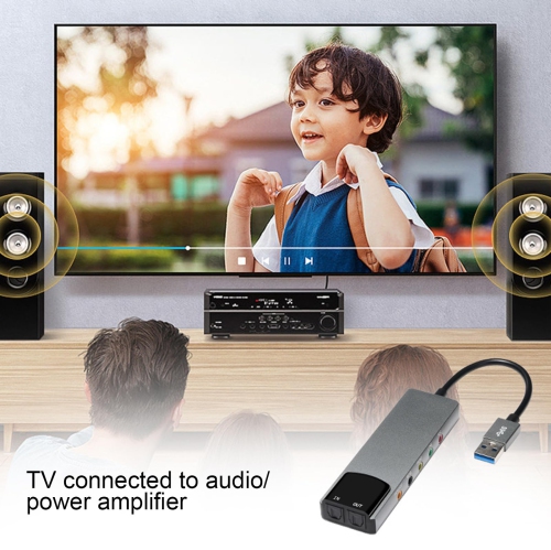 6 in 1 Computer Sound Card, 5.1 USB Sound Card, Multifunctional Audio Converter for Notebook, Aluminum Sound Card, Easy Installation