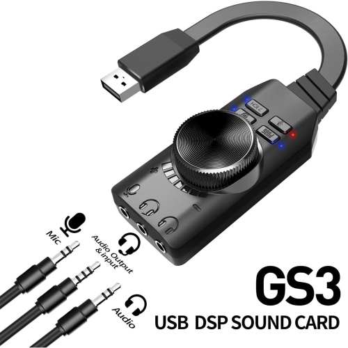 USB Sound Card Virtual 7.1 Surround Sound USB External Sound Card Adapter With PUBG Sound Effects For PC/Mac/Gaming Headset