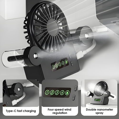 Mini Desktop Misting Fan, Portable Personal Humidifier Fan Suitable for Bedroom, Office