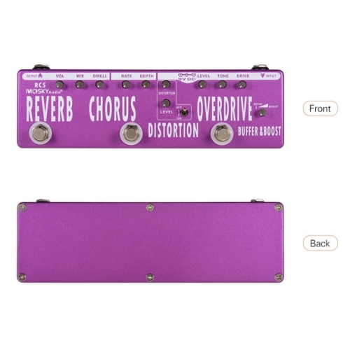 Pédale 6-en-1 à effets multiples pour guitare professionnelle | Réverbération/ choeur/ distorsion/ saturation/ tampon | Chaîne de tonalité sans perte