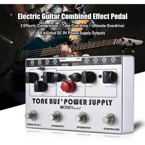 3-in-1 professional guitar effects + power supply system | Compression + double overload | 8 independent power supplies | Recording-grade tone chain