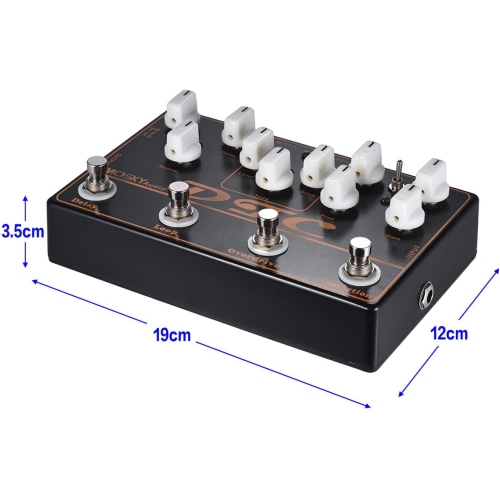 4-in-1 professional guitar effects pedal|Distortion+Overdrive+Delay+FX Loop|Dual distortion mode|All-metal body