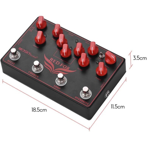 4-in-1 professional guitar effects pedal | Delay + Chorus + Overdrive + FX Loop | Dual-mode overdrive | Metal body