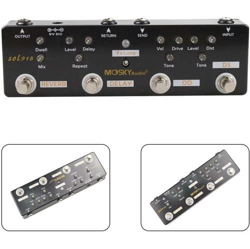 Pédale de guitare professionnelle à effets multiples cinq-en-un|Distortion+Overdrive+Delay+Reverb+FX Loop|Solution de chaîne complète