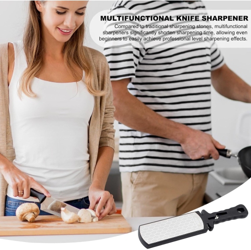 Outil d'affûtage double face Whetstone, affûteur rapide, affûteur domestique multifonction suspendu pour couteau de cuisine - noir