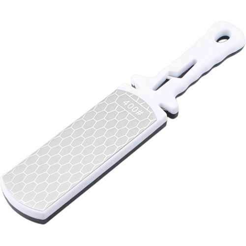 Outil d'affûtage double face Whetstone, affûteur rapide, pierre d'affûtage domestique multifonction suspendue pour couteau de cuisine - Blanc